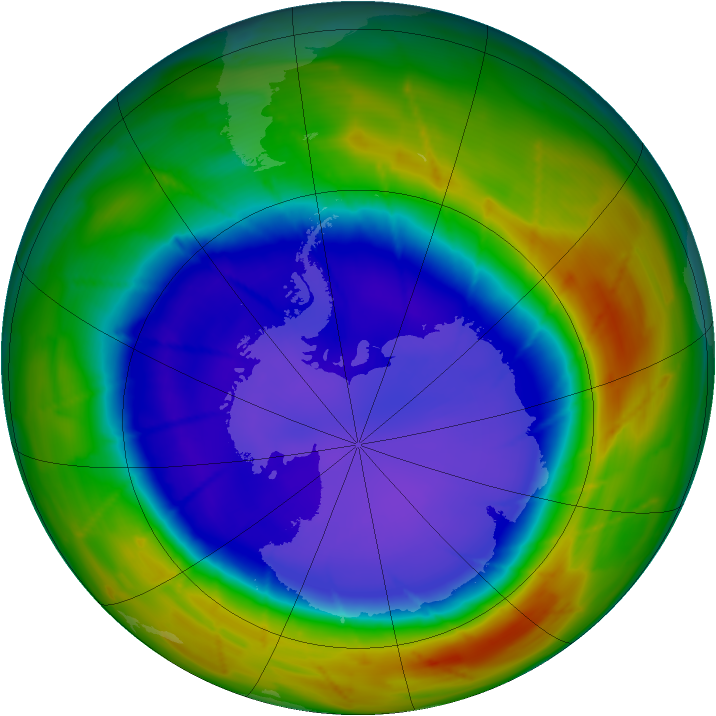 Antarctic ozone map for 16 September 2009